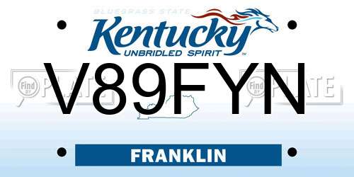 V89FYN Kentucky License Plate