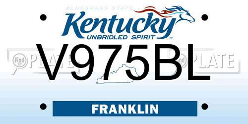 V975BL Kentucky License Plate