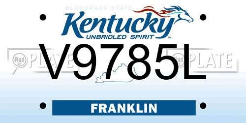 V9785L Kentucky License Plate