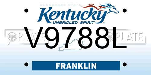 V9788L Kentucky License Plate