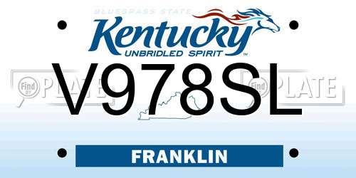 V978SL Kentucky License Plate