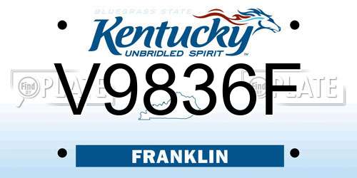 V9836F Kentucky License Plate