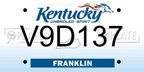 V9D137 Kentucky License Plate
