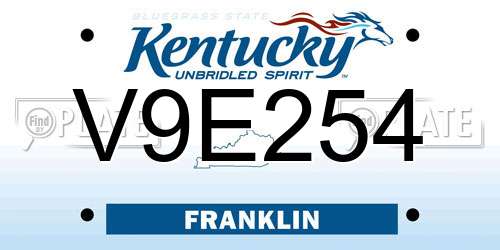 V9E254 Kentucky License Plate