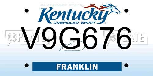 V9G676 Kentucky License Plate