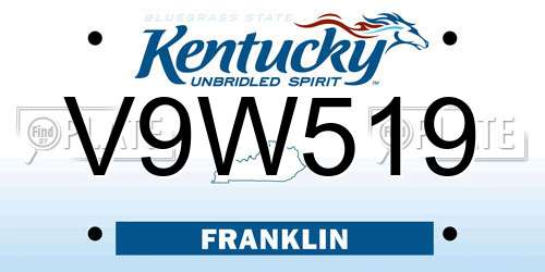 V9W519 Kentucky License Plate