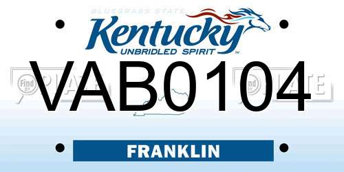 VAB0104 Kentucky License Plate