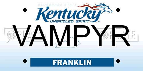 VAMPYR Kentucky License Plate