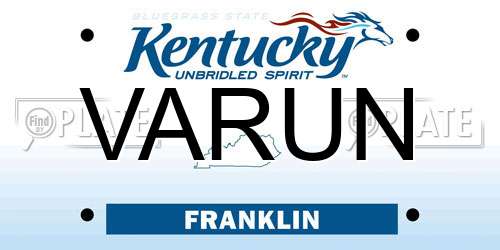VARUN Kentucky License Plate