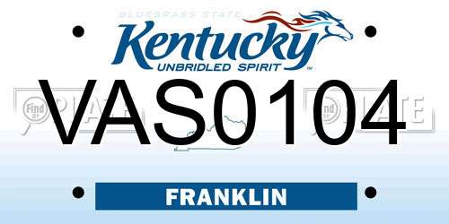 VAS0104 Kentucky License Plate