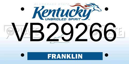 VB29266 Kentucky License Plate