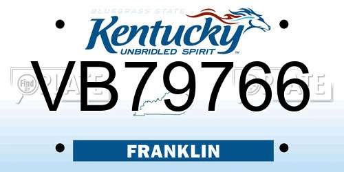 VB79766 Kentucky License Plate