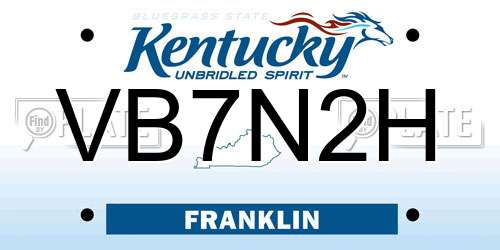 VB7N2H Kentucky License Plate