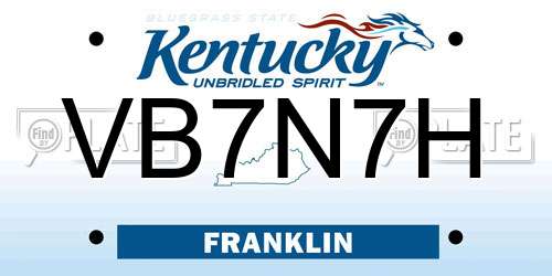 VB7N7H Kentucky License Plate