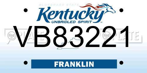 VB83221 Kentucky License Plate