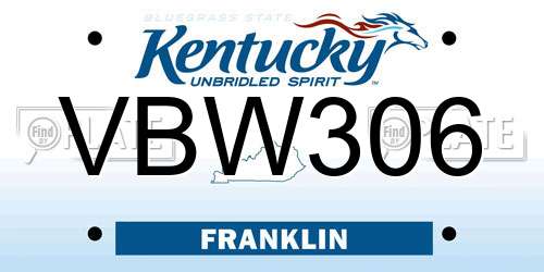 VBW306 Kentucky License Plate