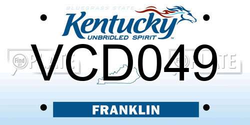 VCD049 Kentucky License Plate