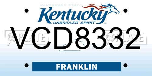 VCD8332 Kentucky License Plate