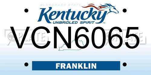 VCN6065 Kentucky License Plate