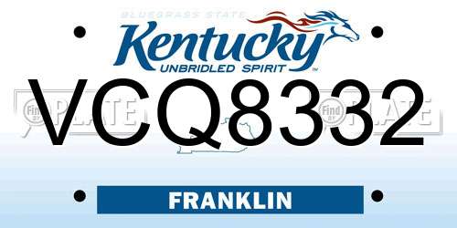VCQ8332 Kentucky License Plate