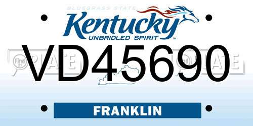 VD45690 Kentucky License Plate