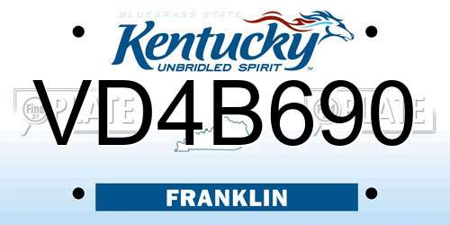 VD4B690 Kentucky License Plate
