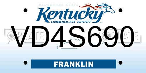 VD4S690 Kentucky License Plate