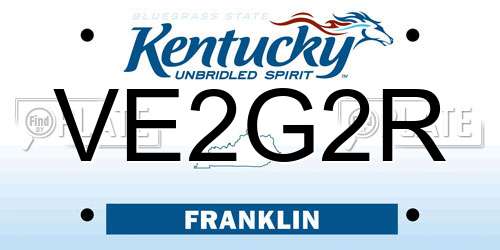 VE2G2R Kentucky License Plate