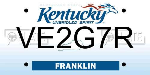 VE2G7R Kentucky License Plate