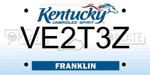 VE2T3Z Kentucky License Plate