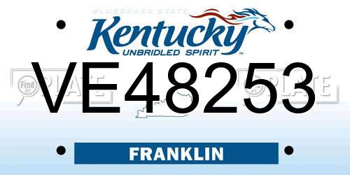 VE48253 Kentucky License Plate
