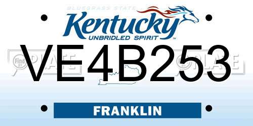 VE4B253 Kentucky License Plate