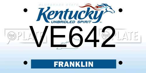 VE642 Kentucky License Plate