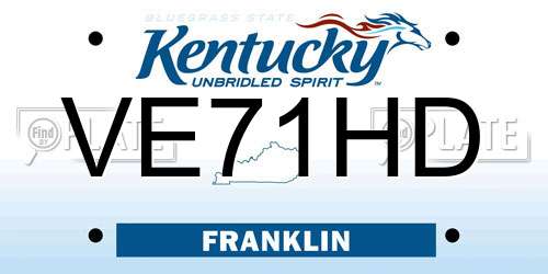 VE71HD Kentucky License Plate