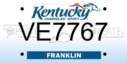 VE7767 Kentucky License Plate