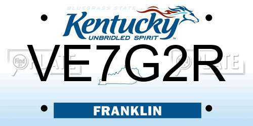 VE7G2R Kentucky License Plate