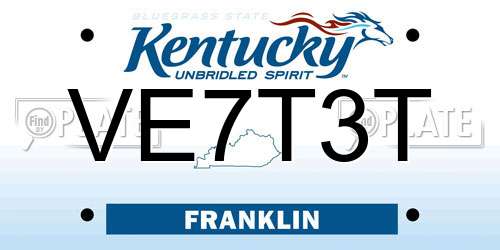 VE7T3T Kentucky License Plate