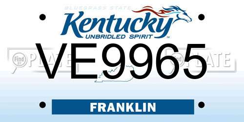VE9965 Kentucky License Plate