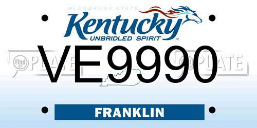 VE9990 Kentucky License Plate