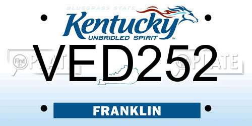 VED252 Kentucky License Plate