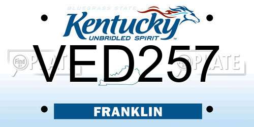 VED257 Kentucky License Plate