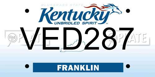 VED287 Kentucky License Plate