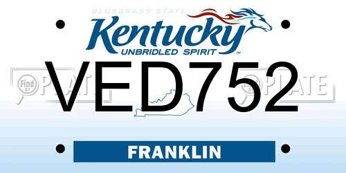 VED752 Kentucky License Plate