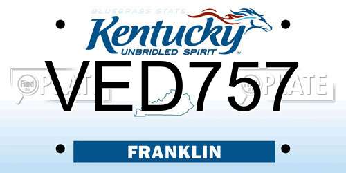 VED757 Kentucky License Plate