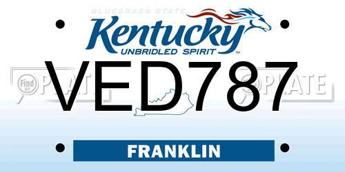 VED787 Kentucky License Plate