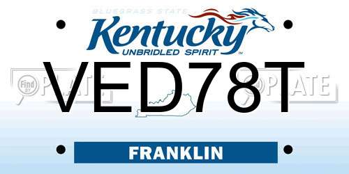 VED78T Kentucky License Plate