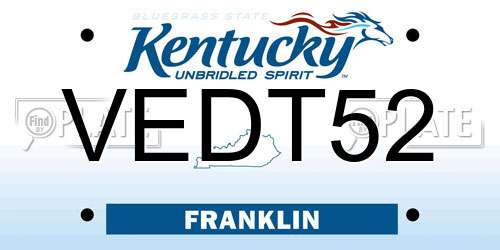 VEDT52 Kentucky License Plate