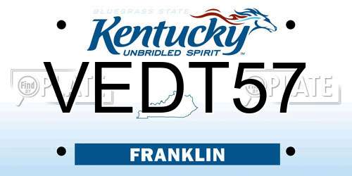 VEDT57 Kentucky License Plate