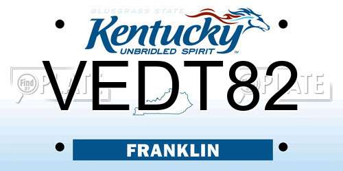 VEDT82 Kentucky License Plate