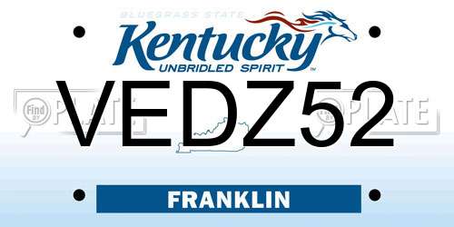 VEDZ52 Kentucky License Plate